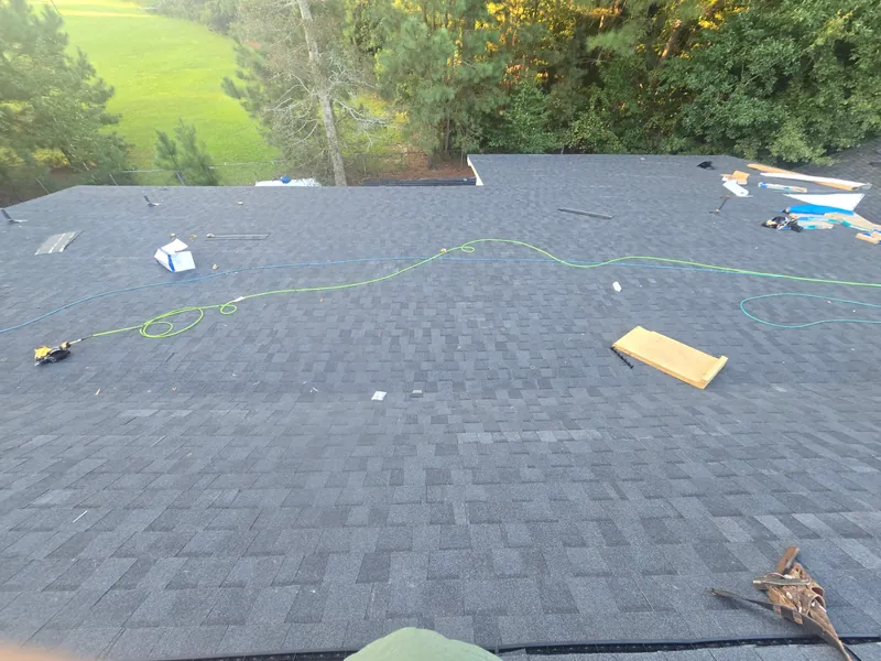 Wide view of roof installation