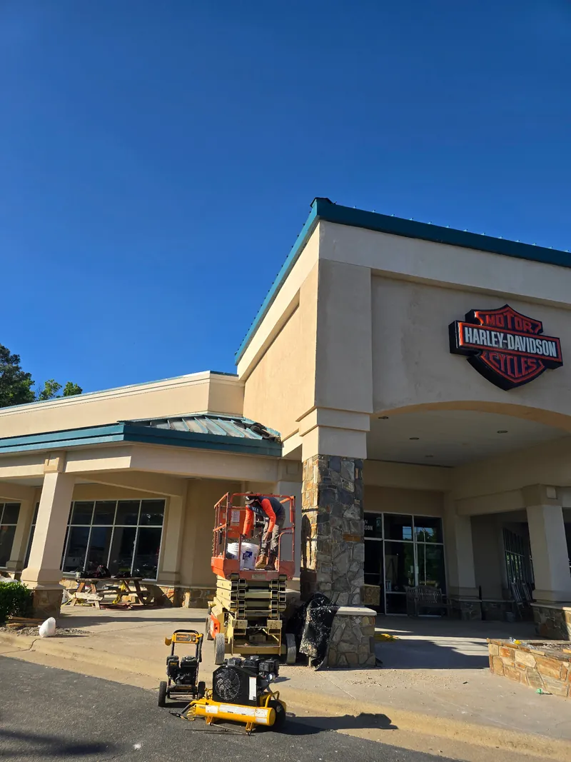 Completed commercial stucco facade