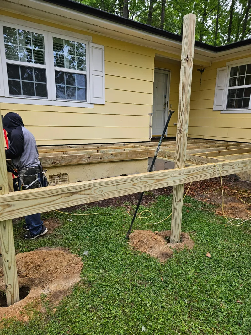 Deck framing in progress