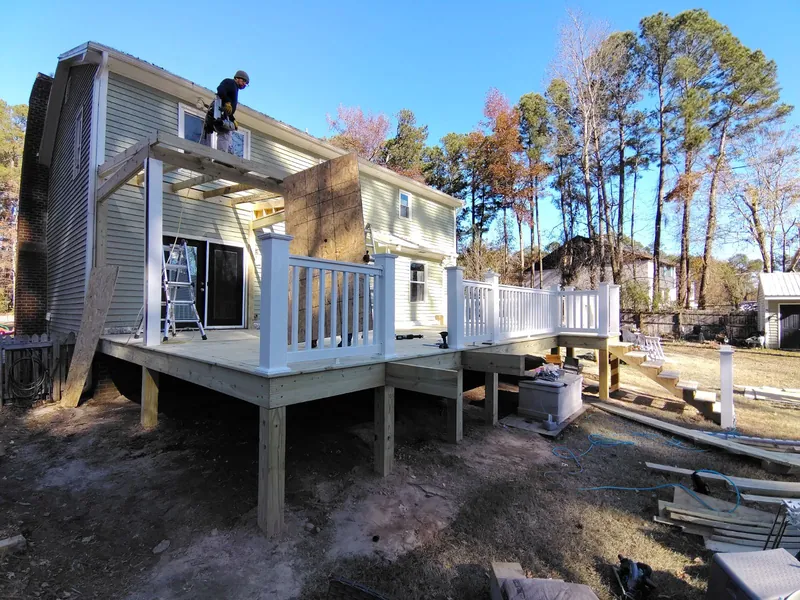 White railing installation